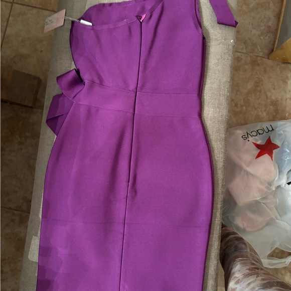 Purple Bandage/Spandex Cocktail Dress with Cutouts - Picture 5 of 6